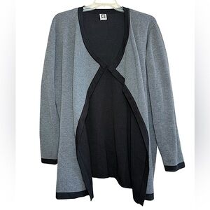💥2/$15 Anne Klein grey black long sleeve open front sweater cardigan size XXL